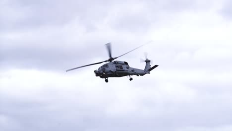 MH-60R-Seahawk-Helicopter-Flying-In-The-Sky---low-angle