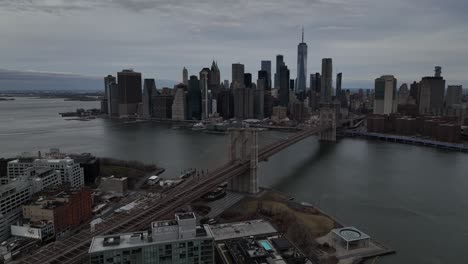 An-aerial-view-of-warehouses-turned-luxury-condos-in-DUMBO-Brooklyn-on-a-cloudy-day
