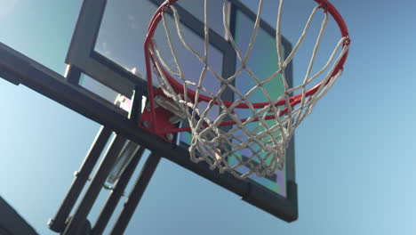 Close-up-basketball-net-in-a-neighborhood-alley