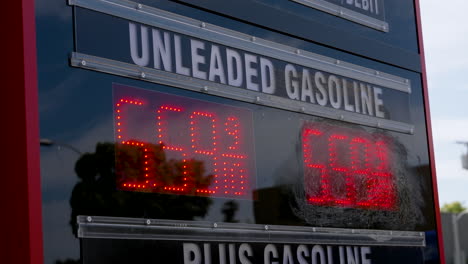 Hohe-Benzinpreise-Auf-Einem-Tankstellenschild,-5-$