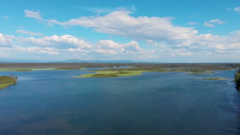 4K-Drone-Video-of-Clearwater-Lake-and-Tanana-River-near-Delta-Junction,-AK-during-Summer