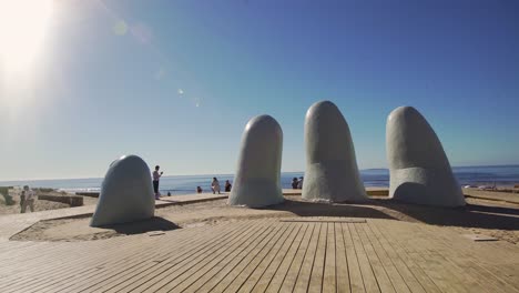 Orbital-The-Hand-Statue-in-Punta-del-Este-with-sea-background