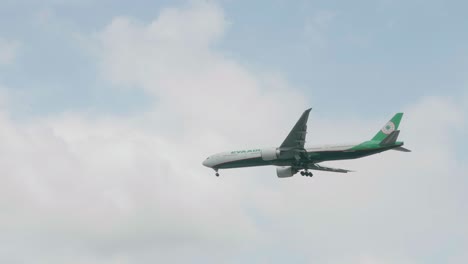 EVA-Air-Boeing-777-35E-B-16711-approaching-before-landing-to-Suvarnabhumi-airport-in-Bangkok-at-Thailand