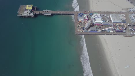 Aerial-Drone-Shot-of-Venice-Beach-Pacific-Park-Pier