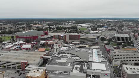 AERIAL:-Flying-over-Downtown-Memphis-Skyline-and-Buildings-with-Drone
