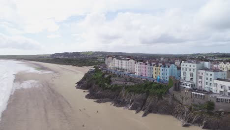 Footage-of-the-finish-line-for-the-Ironman-Triathlon-in-Tenby,-Wales