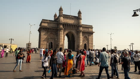 Mumbai-Gateway-of-India-Landmark,-Hyperlapse-Timelapse