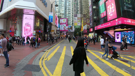Hong-Kong-China,-circa-:-walking-or-moving-around-causeway-bay-area-in-Hong-Kong-city