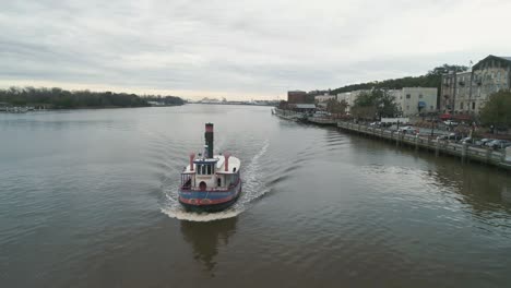 Tugboat-Ferry-in-the-Savannah-River-Near-River-Street-on-a-Cloudy-Day