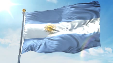 4k-3D-Illustration-of-the-waving-flag-on-a-pole-of-country-Argentina