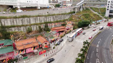 Lung-Mo-temple-in-Hong-Kong,-Aerial-view