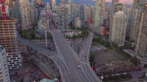 Aerial-Drone-Footage-of-Road-with-Traffic-in-Vancouver-Island