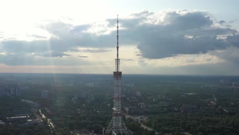 Aerial-View-of-Radio-Tower-in-Kyiv,-Ukraine
