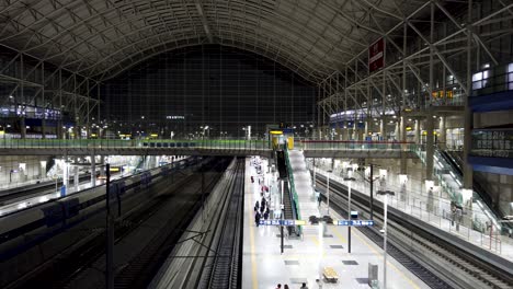 View-of-main-hall-of-Gwangmyeong-High-Speed-Train-and-subway-Station-in-South-Korea-at-night-showing-the-architecture-and-structure-of-this-large-building