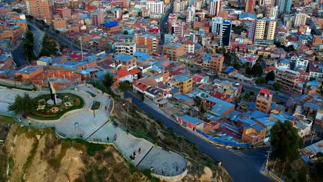 Vast-Aerial-Landscape-around-Mountainous-Region-of-La-Paz,-Bolivia---Drone-Footage