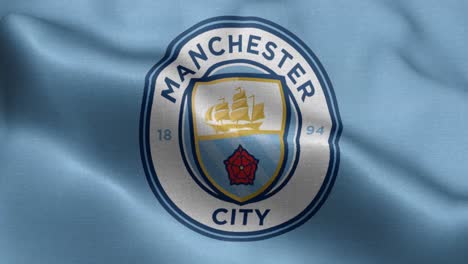 4k-animated-loop-of-a-waving-flag-of-the-Premier-League-football-soccer-Manchester-City-team-in-the-UK