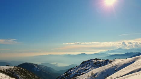 Amazing-panning-of-alpine-mountain-range-in-Italy-on-sunny-day
