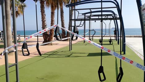 Seaside-Outdoor-Gym-Closed-And-Surrounded-In-Police-Tape