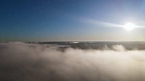 Sunrise-Above-the-Clouds-in-the-Midwest,-USA---Aerial-Establishing-with-Copy-Space-in-Sky