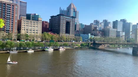 Pittsburgh-Waterfront-Allegheny-river-bank-seen-from-the-Roberto-Clemente-bridge