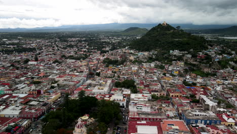 Laterial-drone-view-of-Atlixco-in-mexico