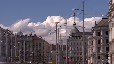 Typical-central-Vienna-architecture-against-blue-sky-with-clouds
