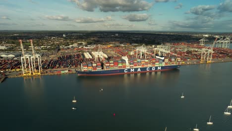 CMA-CGM-Container-Ship-Dock-At-DP-World-Southampton-Terminal-In-England,-UK