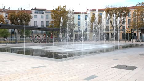 Fountains-at-Beziers-Square,-France
