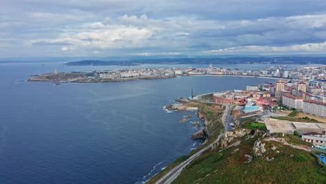 Coastal-village-by-the-sea-in-Galicia-seen-from-the-top-of-a-hill