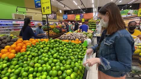 images-of-the-customers-who-now-have-an-abundance-of-fruits-and-vegetables-in-the-supermarket-due-to-the-fact-that-far-fewer-buyers-are-now-present-after-the-covid-pandemic