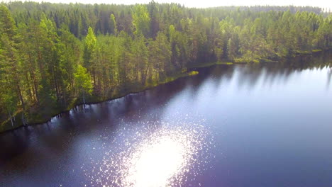 Video-De-Guiñada-De-Drones-De-Un-Hermoso-Lago-Forestal-En-Finlandia