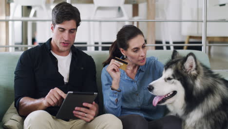 a-couple-witting-with-their-dog-while-doing-some
