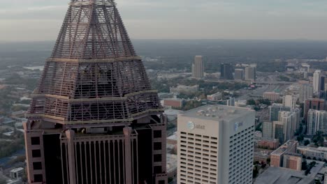 Sunset-in-Atlanta-of-Midtown-near-the-Bank-of-America-tower-drone-panning-north