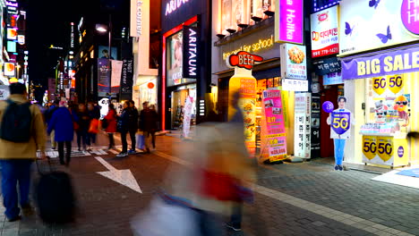 Seoul-South-korea---Circa-Time-lapse-of-Myeong-Dong-shopping-street