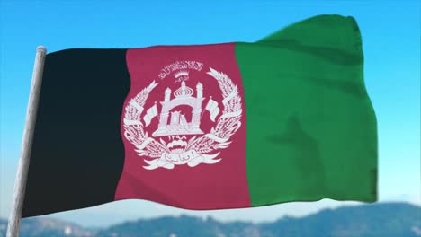 Fully-loopable-CGI-3D-animation-of-Afghanistan-Flag-fluttering-in-close-up