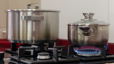 Two-pots-in-the-kitchen-on-a-gas-stove
