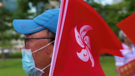 A-pro-China-supporter-holds-a-Hong-Kong-flags-at-Tamar-Park-hours-after-Chinese-government-passed-the-National-Security-Law-in-Hong-Kong