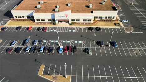 Aerial-flyaway-shot,-revealing-Agero-call-center-in-Clarksville,-Tennessee