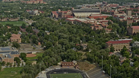 Boulder-Colorado-Aerial-v8-birdseye-view-of-Christian-Recht-Field,-American-Football-Field-in-university-area---Shot-on-DJI-Inspire-2,-X7,-6k---August-2020