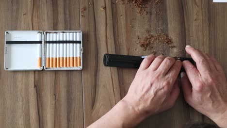Smoke-smoking-break.-Cigarette-case.-Preparing-a-cigarette