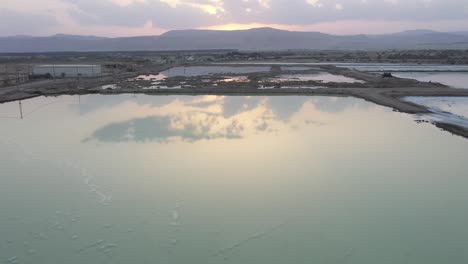 Aerial-shot-from-above-of-a-salt-pool-by-the-dead-sea-in-Israel