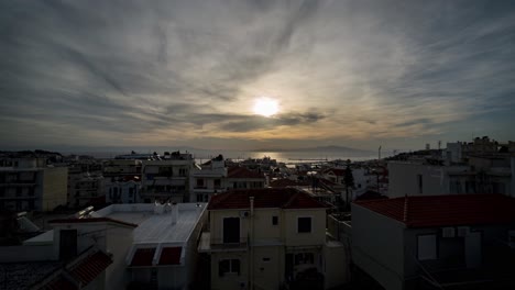 Sunset-Cloud-Time-lapse-Over-Costal-Town