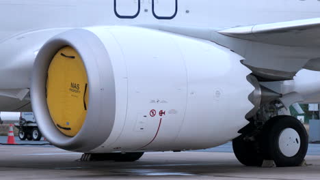 Inlet-cover-protecting-aircraft-turbine-engine,-close-up