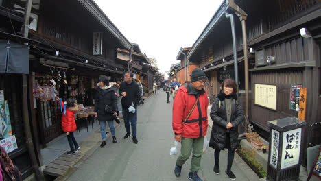 Kyoto-Japan,-circa-:-timelapse-walking-in-Little-Kyoto-at-Takayama,-Japan