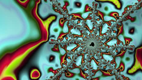 Fraktale-Plasma-Farbentwicklung-Im-Kaleidoskop-Ornament-In-Der-Mitte