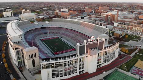 Ohio-Stadium---Aerial-drone---Columbus-Ohio,-the-Ohio-State-University