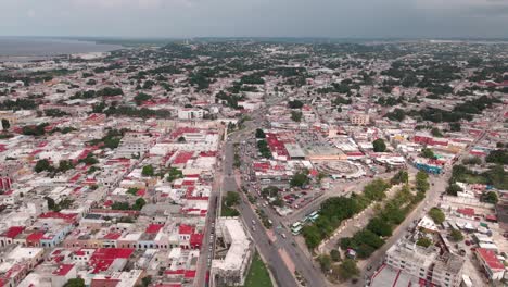 Flying-backward-into-the-walled-city-of-Campeche