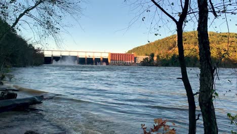 Waters-Discharging-from-High-Rock-Lake-Dam,-High-Rock-Lake-NC,-High-Rock-Lake-NC