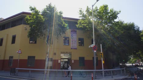 Facade-of-a-high-school-in-the-neighborhood-of-Sant-Marti-in-Barcelona