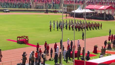 Nairobi-DECEMBER-2020-Military's-band-enters-on-the-parade-matching-for-the-Independence-day-holiday-celebrations-at-Nyoyo-stadium-Nairobi-kenya-on-12th-Dec-2020